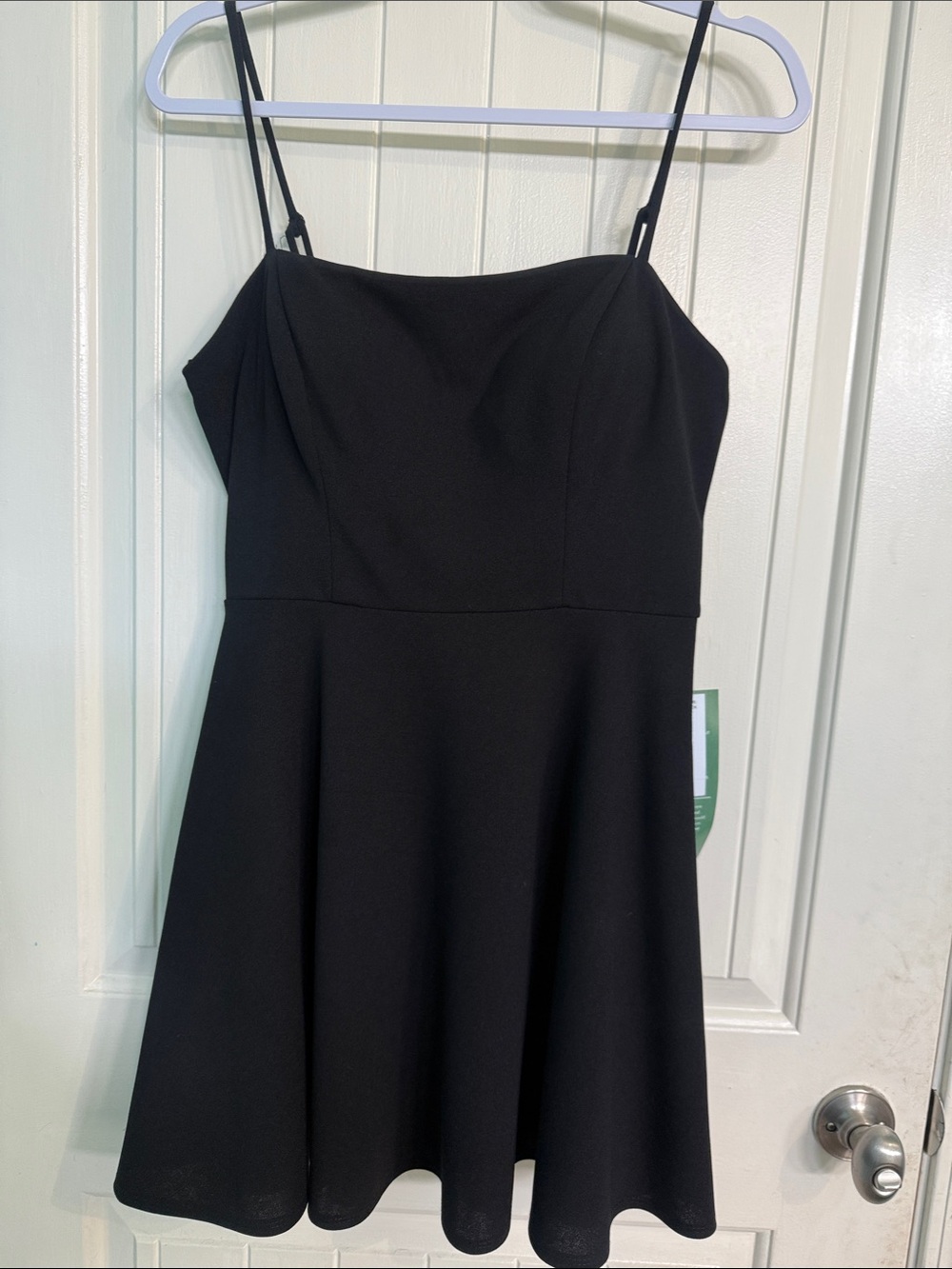 B. Smart Black Mini Dress with Spaghetti Straps
